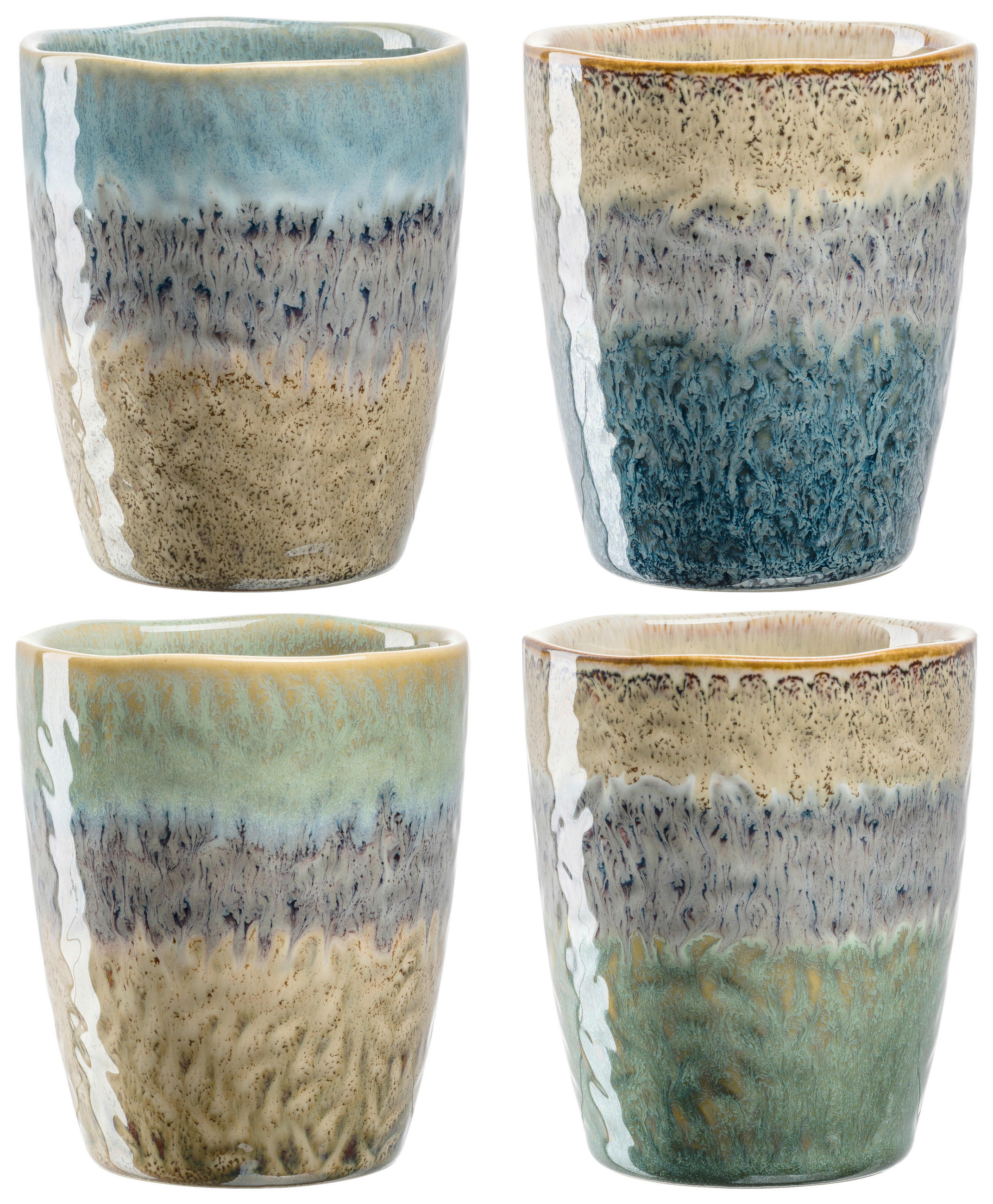 TASSENSET 4-teilig  - Blau/Anthrazit, LIFESTYLE, Keramik (8,20/10,00/8,20cm) - Leonardo