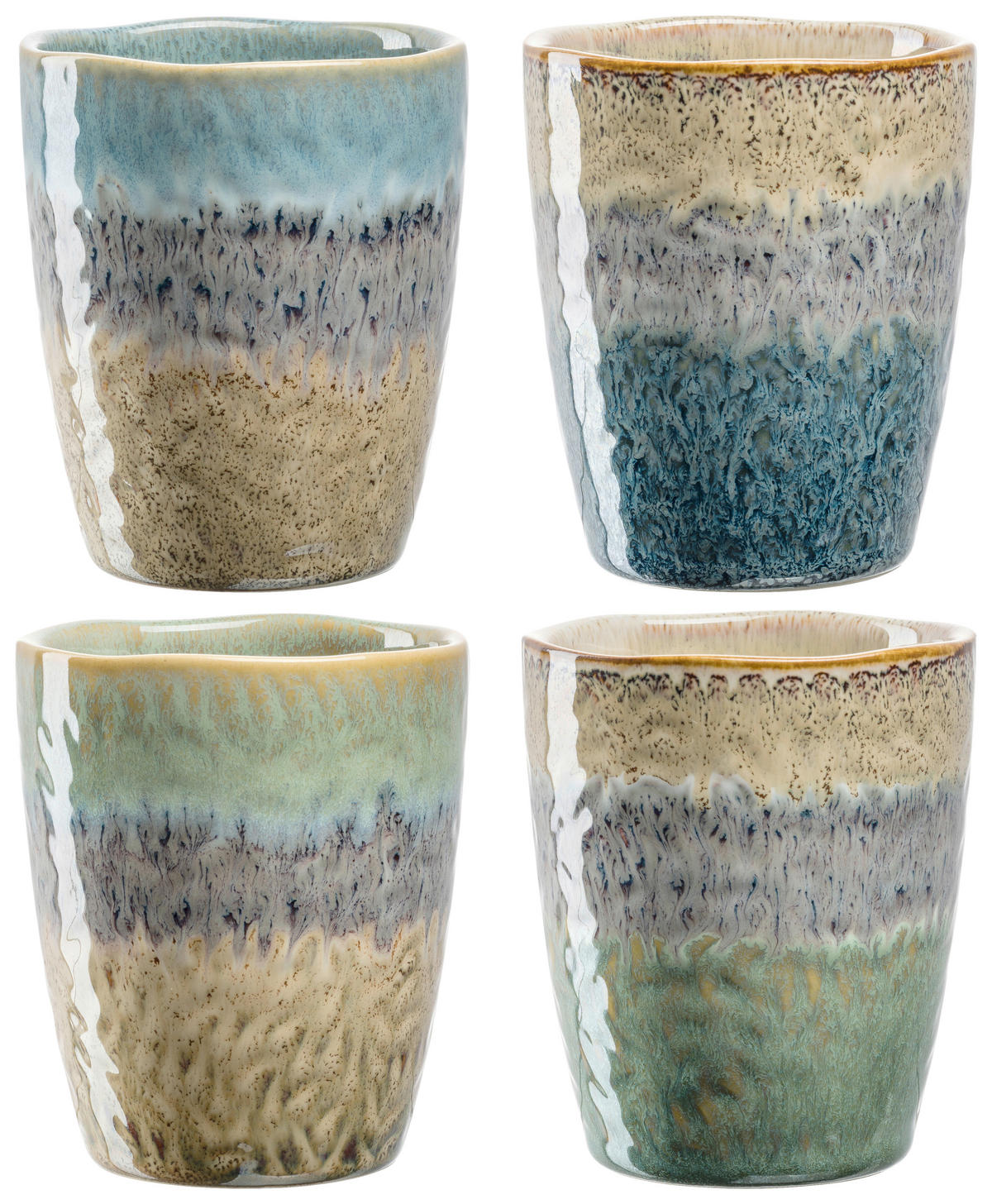 TASSENSET 4-teilig  - Blau/Anthrazit, LIFESTYLE, Keramik (8,20/10,00/8,20cm) - Leonardo