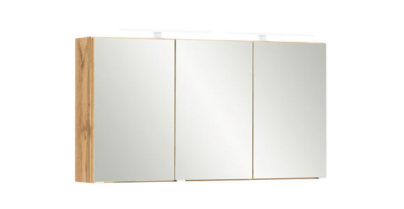 SPIEGELSCHRANK 120/64/20 cm - Eiche Wotan/Alufarben, Natur, Glas/Holzwerkstoff (120/64/20cm) - Xora