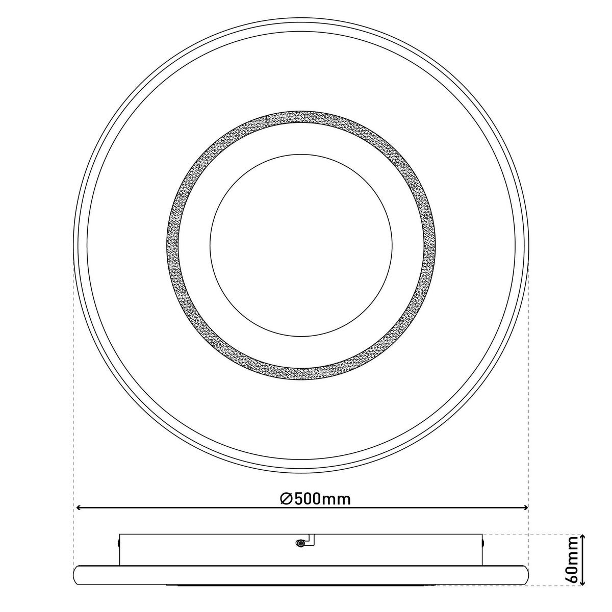 LED-DECKENLEUCHTE REDONA 50/6 cm   - Schwarz/Weiß, KONVENTIONELL, Kunststoff/Metall (50/6cm) - Näve