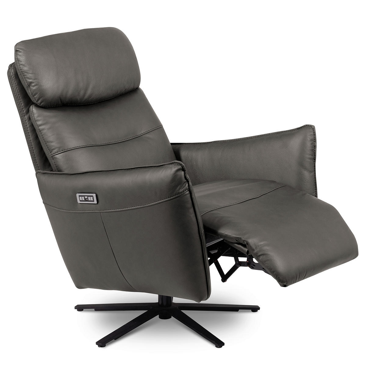 RELAXSESSEL in Leder Anthrazit  - Anthrazit/Schwarz, Design, Leder/Metall (77/107/88cm) - Livetastic
