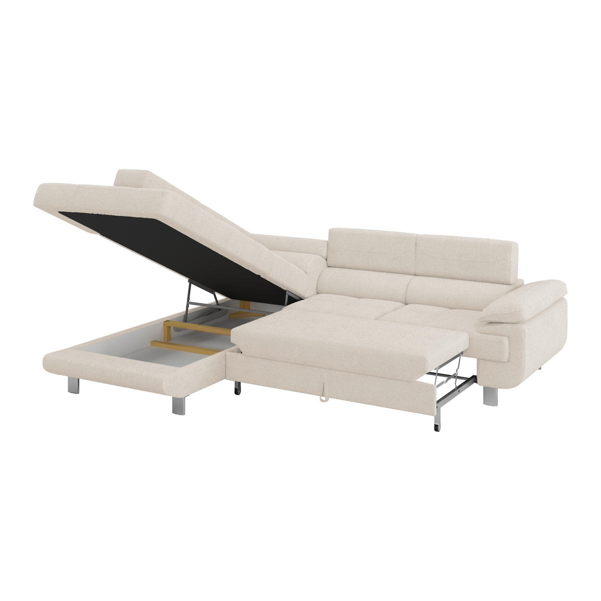 ECKSOFA in Drell Perlmutt  - Perlmutt, Modern, Textil/Metall (230/270cm) - MID.YOU