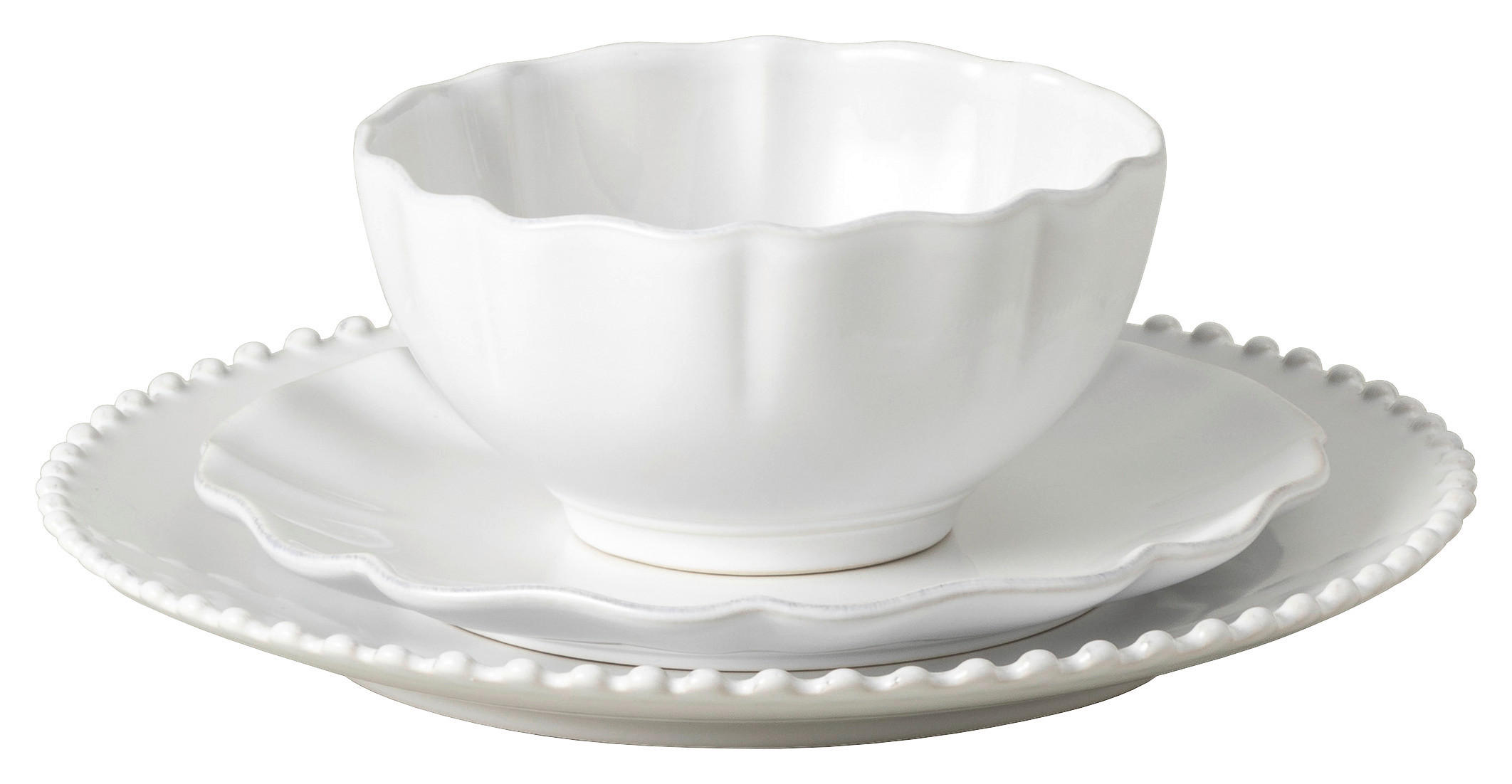 KOMBISERVICE Weiß ROSA 3-teilig 1 Personen  - Weiß, Basics, Keramik - Costa Nova