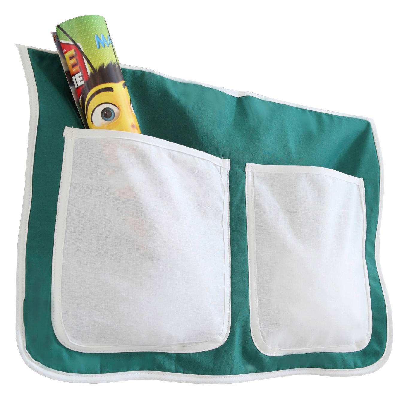 BETTTASCHE - Dunkelgrün/Weiß, KONVENTIONELL, Textil (56/32/2cm) - MID.YOU