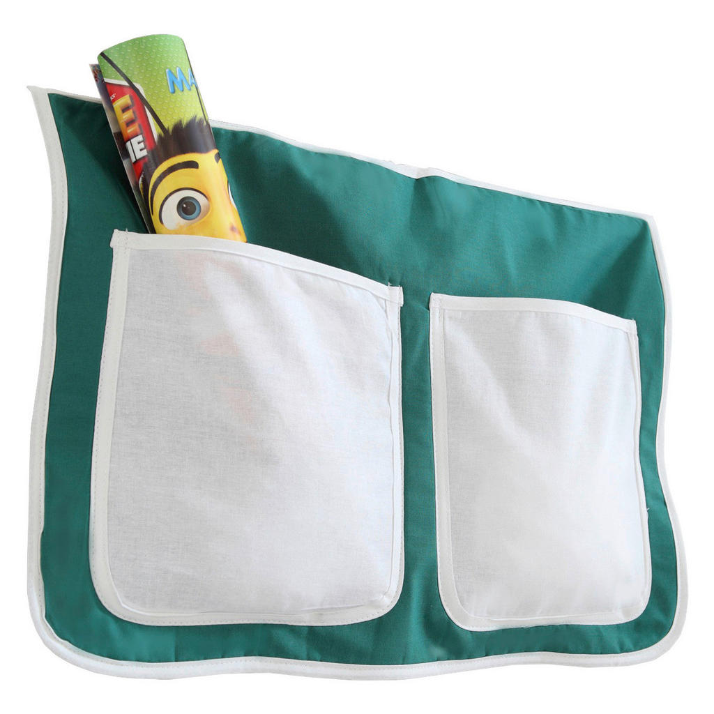 Betttasche Aus Baumwolle M. 2 Fächern, Weiß/grün