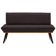 SITZBANK 180/87/64 cm Lederlook Braun, Schwarz, Eichefarben Eiche massiv Metall  - Eichefarben/Schwarz, Design, Holz/Textil (180/87/64cm) - Voleo