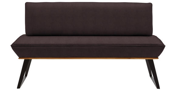 SITZBANK 180/87/64 cm Lederlook Braun, Schwarz, Eichefarben Eiche massiv Metall - Eichefarben/Schwarz, Design, Holz/Textil (180/87/64cm) - Voleo