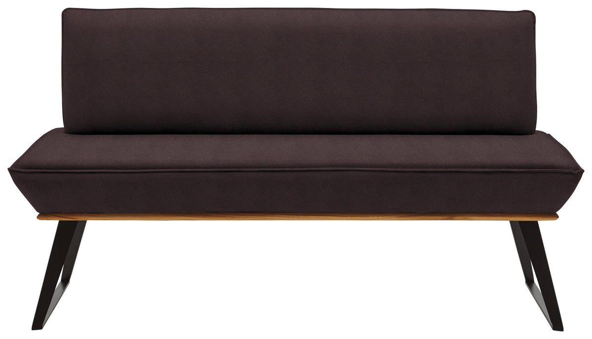 SITZBANK 160/87/64 cm  in Braun, Schwarz, Eichefarben  - Eichefarben/Schwarz, Design, Holz/Textil (160/87/64cm) - Voleo