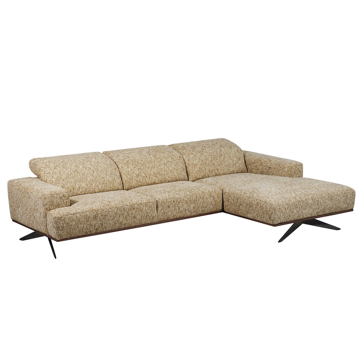ECKSOFA Struktur Hellbraun  - Hellbraun/Schwarz, Design, Holz/Textil (295/187cm) - Livetastic