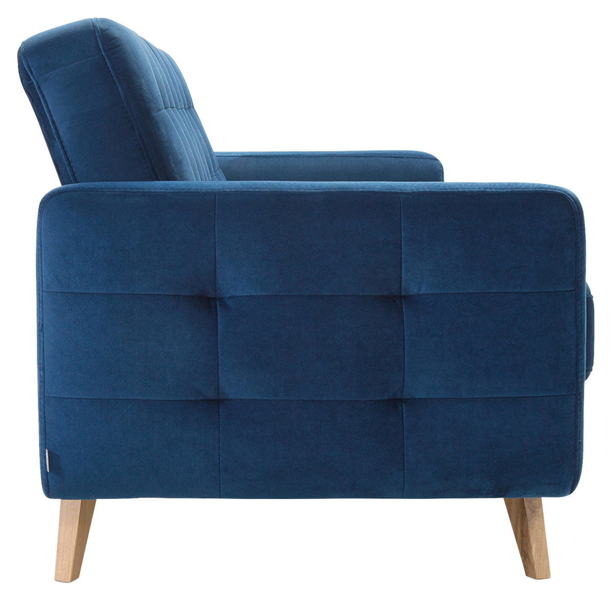 FERNSEHSESSEL  mit Rücken echt Velours Dunkelblau  - Eichefarben/Dunkelblau, Design, Holz/Textil (81/87/78cm) - Stylife