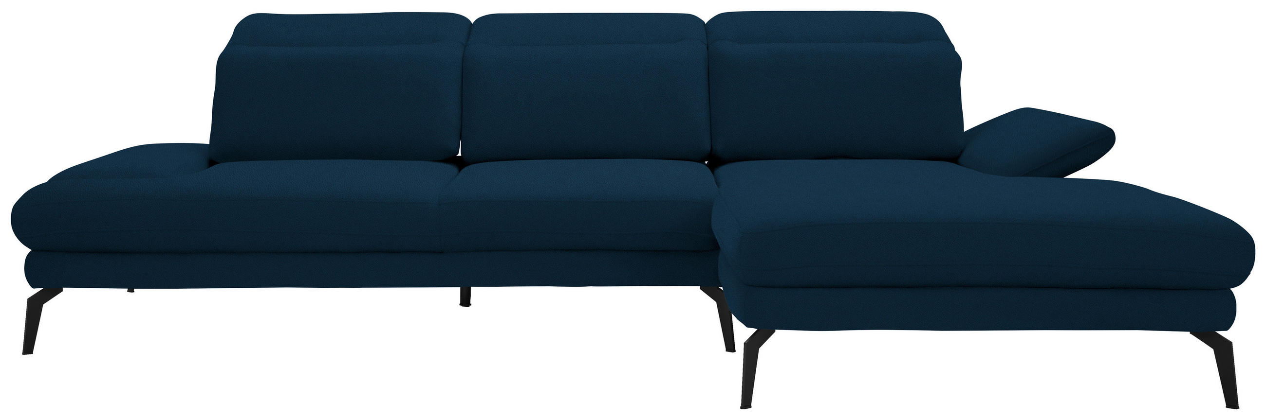 ECKSOFA in Flachgewebe Dunkelblau  - Schwarz/Dunkelblau, Design, Textil/Metall (289/180cm) - Stylife