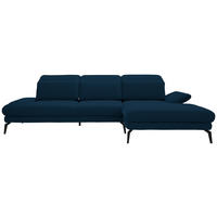 ECKSOFA in Flachgewebe Dunkelblau  - Schwarz/Dunkelblau, Design, Textil/Metall (289/180cm) - Stylife
