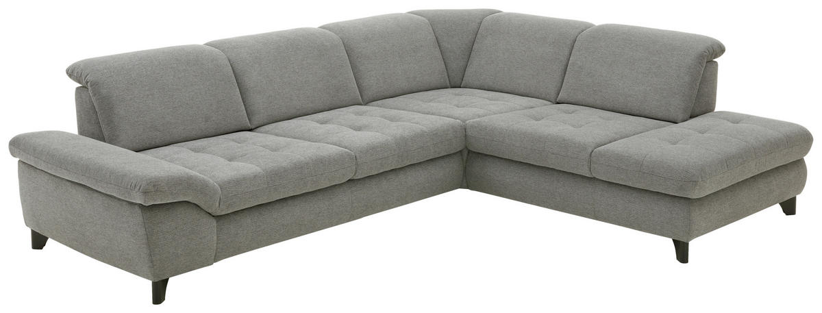ECKSOFA in Webstoff Grau  319/260 cm  - Chromfarben/Grau, Design, Textil/Metall (319/260cm) - Beldomo Style