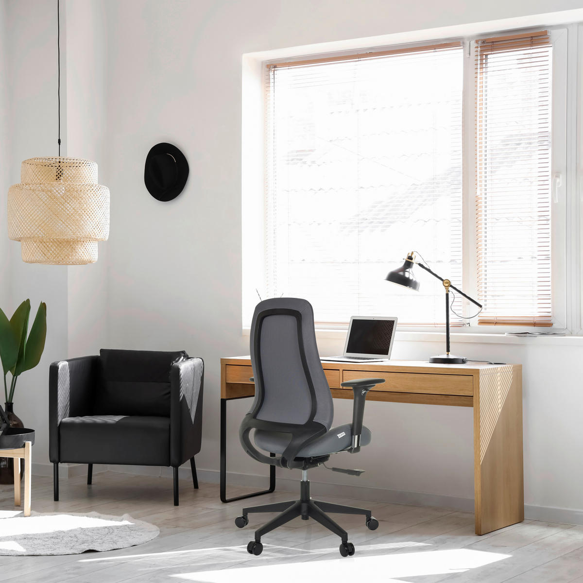 OTOČNÁ ŽIDLE, plochá tkanina, šedá - šedá/černá, Moderní, textil/plast (67/111 - 120/64cm) - MID.YOU