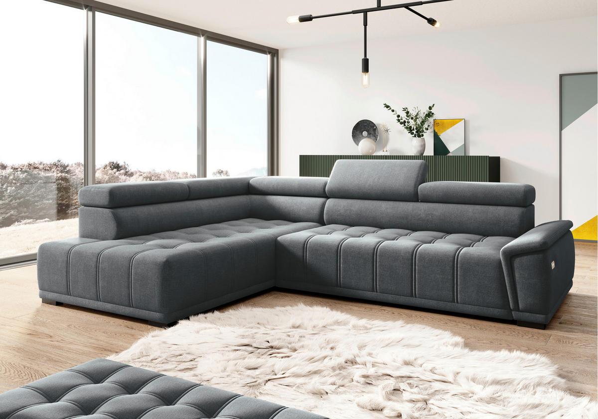 HÖRNSOFFA i chenille, vävt tyg antracit  - svart/antracit, Modern, textil/plast (206/283cm) - MID.YOU