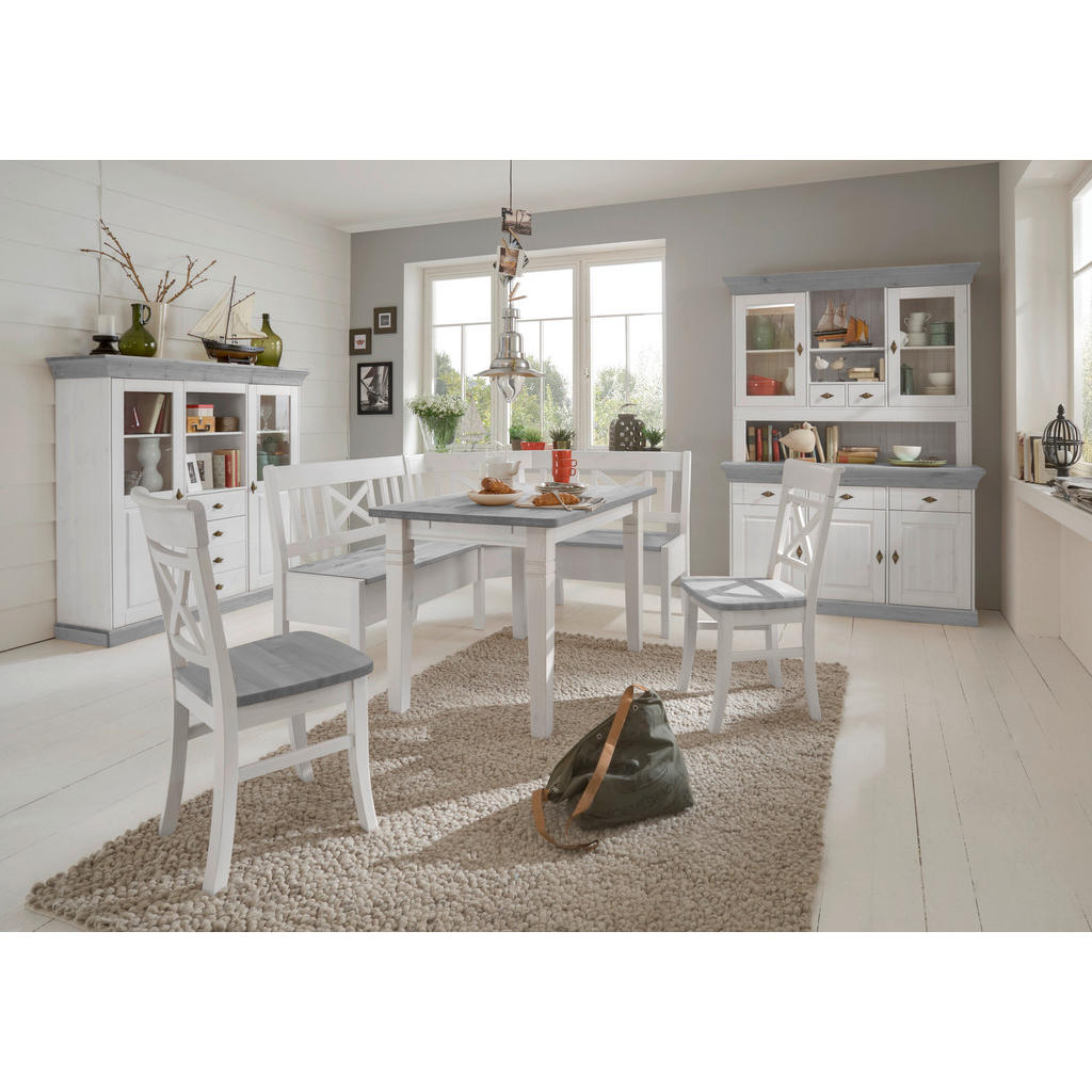 Thumbnail - Boxxx Esstisch, Grau, Weiß, Holz, Kiefer, massiv, rechteckig, eckig, 90x78x160 cm, in verschiedenen Größen erhältlich, H...