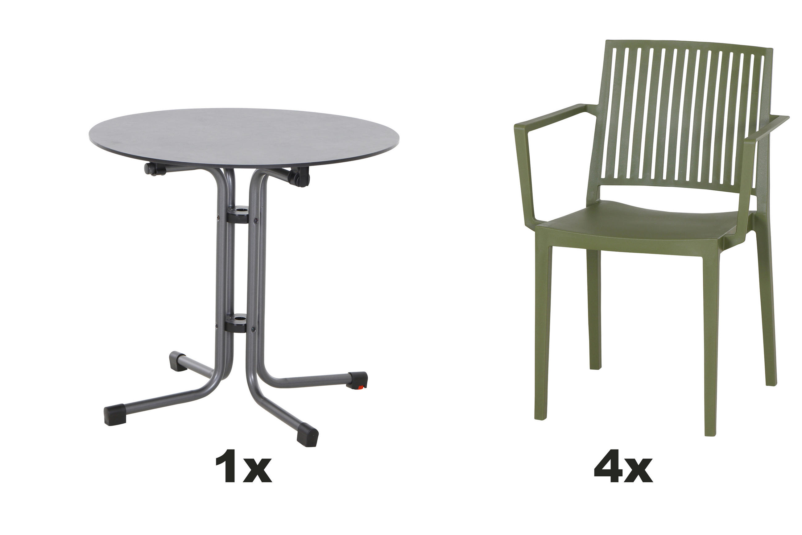 GARTENGARNITUR 5-teilig Stahl 5-teilig  - Anthrazit/Grün, Basics, Kunststoff/Metall (80/80/80cm) - Siena Garden