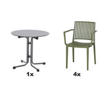 GARTENGARNITUR 5-teilig  - Anthrazit/Grün, Basics, Holzwerkstoff/Kunststoff (80/80/80cm) - Siena Garden