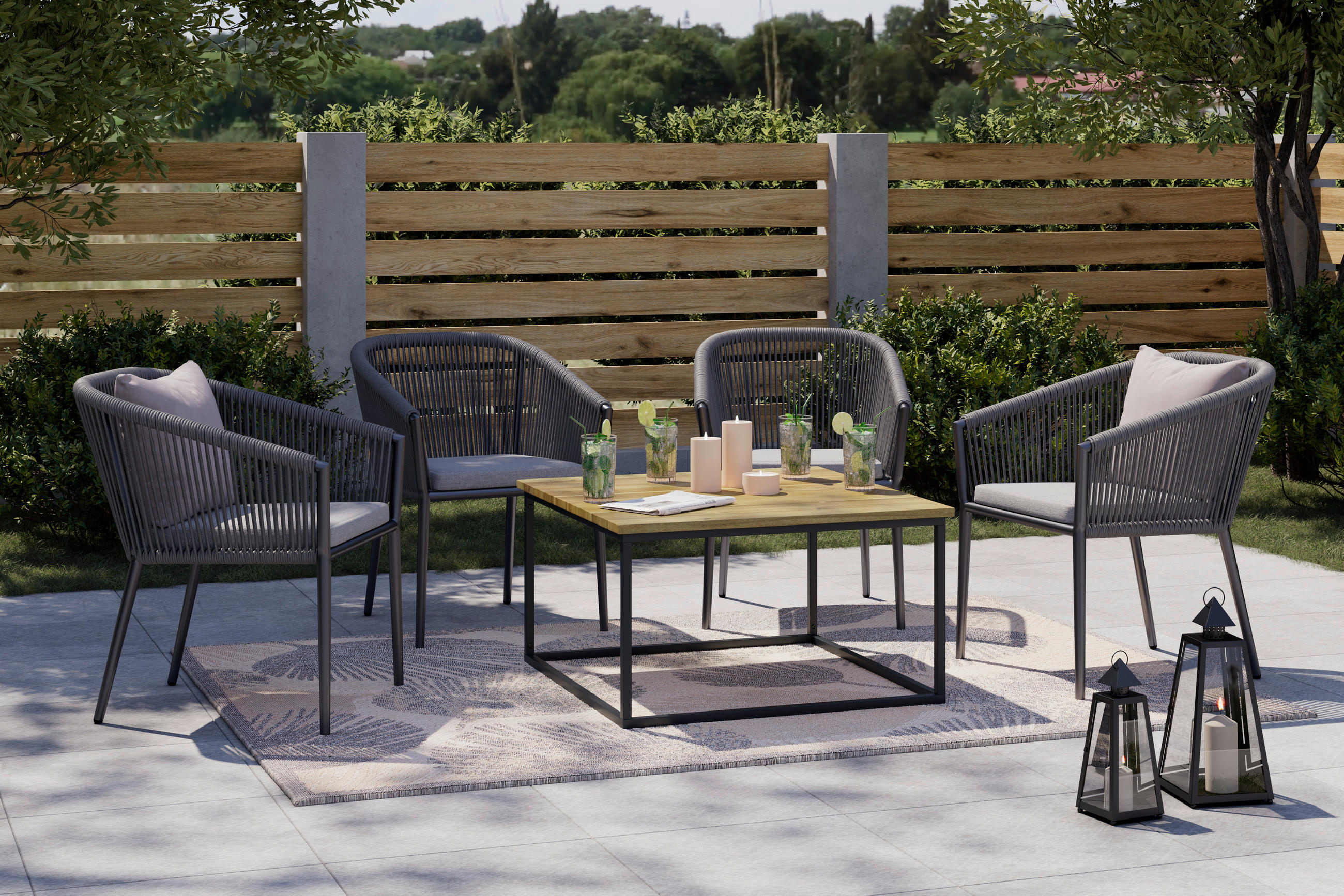 LOUNGETISCH Holz, Metall Akaziefarben rechteckig  - Akaziefarben, Modern, Holz/Metall (80/80/45cm) - Ambia Garden