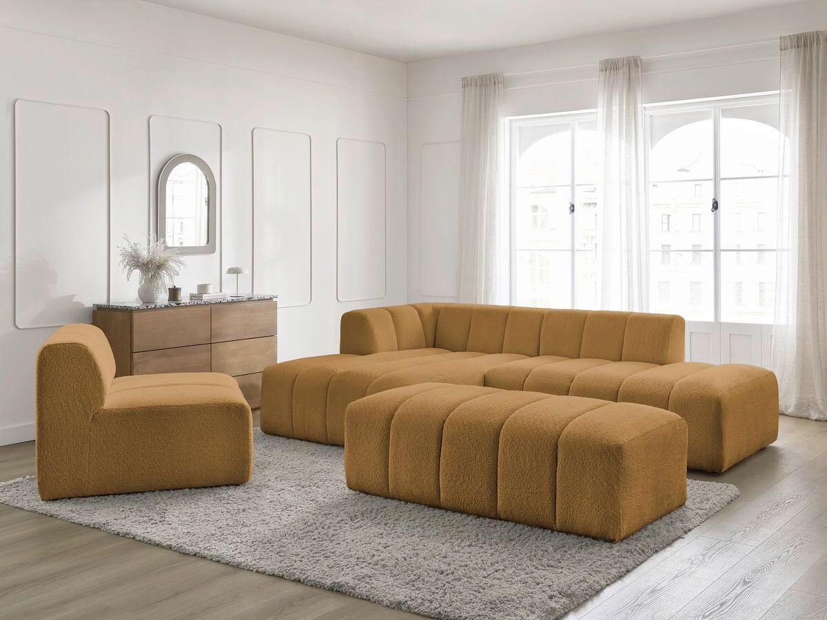 ECKSOFA Ottomane links  ANNECY Gelb Bouclé  - Gelb/Schwarz, MODERN, Kunststoff/Textil (170/262cm)