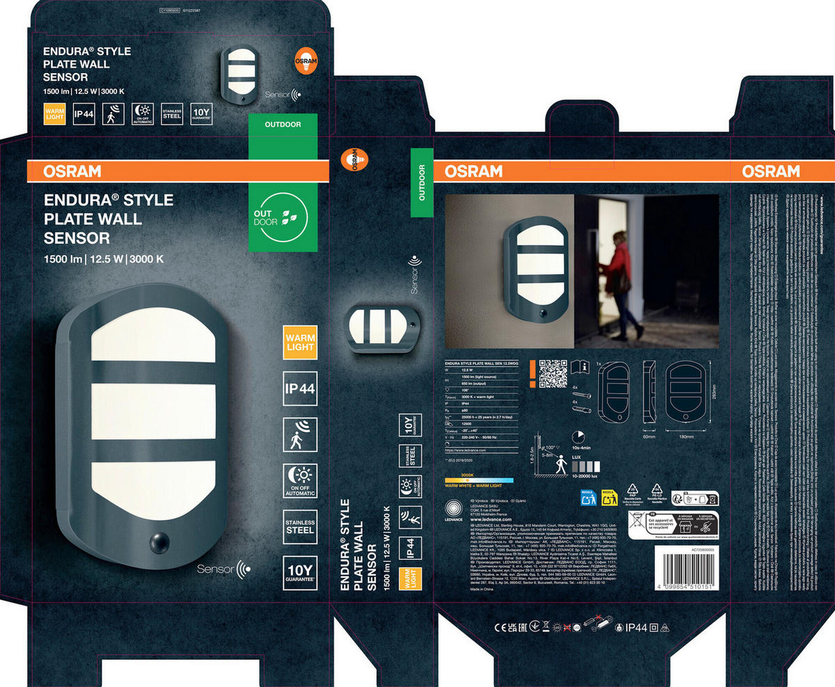 LED-AUßENLEUCHTE 6/18/28,3 cm   - Dunkelgrau, Basics, Kunststoff/Metall (6/18/28,3cm) - Osram