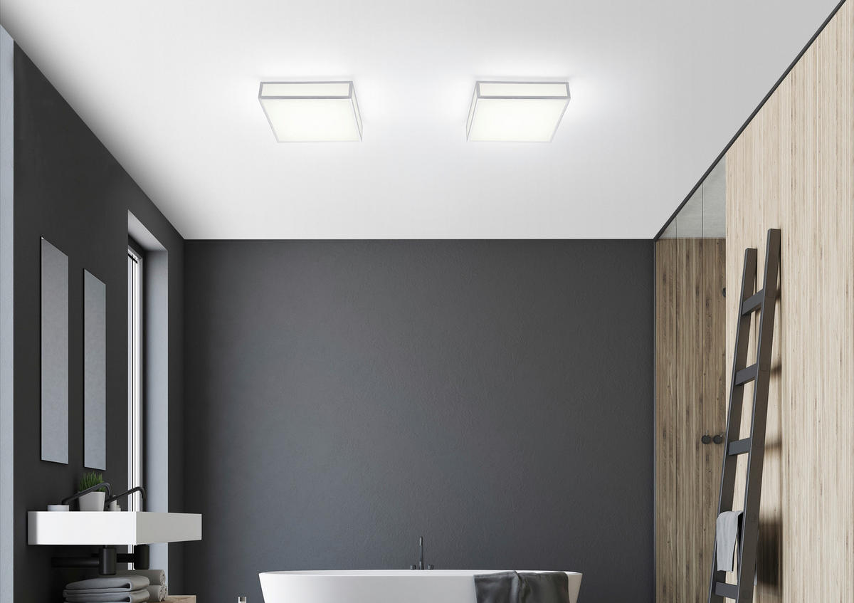 LED-BADEZIMMER-DECKENLEUCHTE Zelo 22/22/7,5 cm  - Chromfarben, Design, Kunststoff/Metall (22/22/7,5cm) - Helestra
