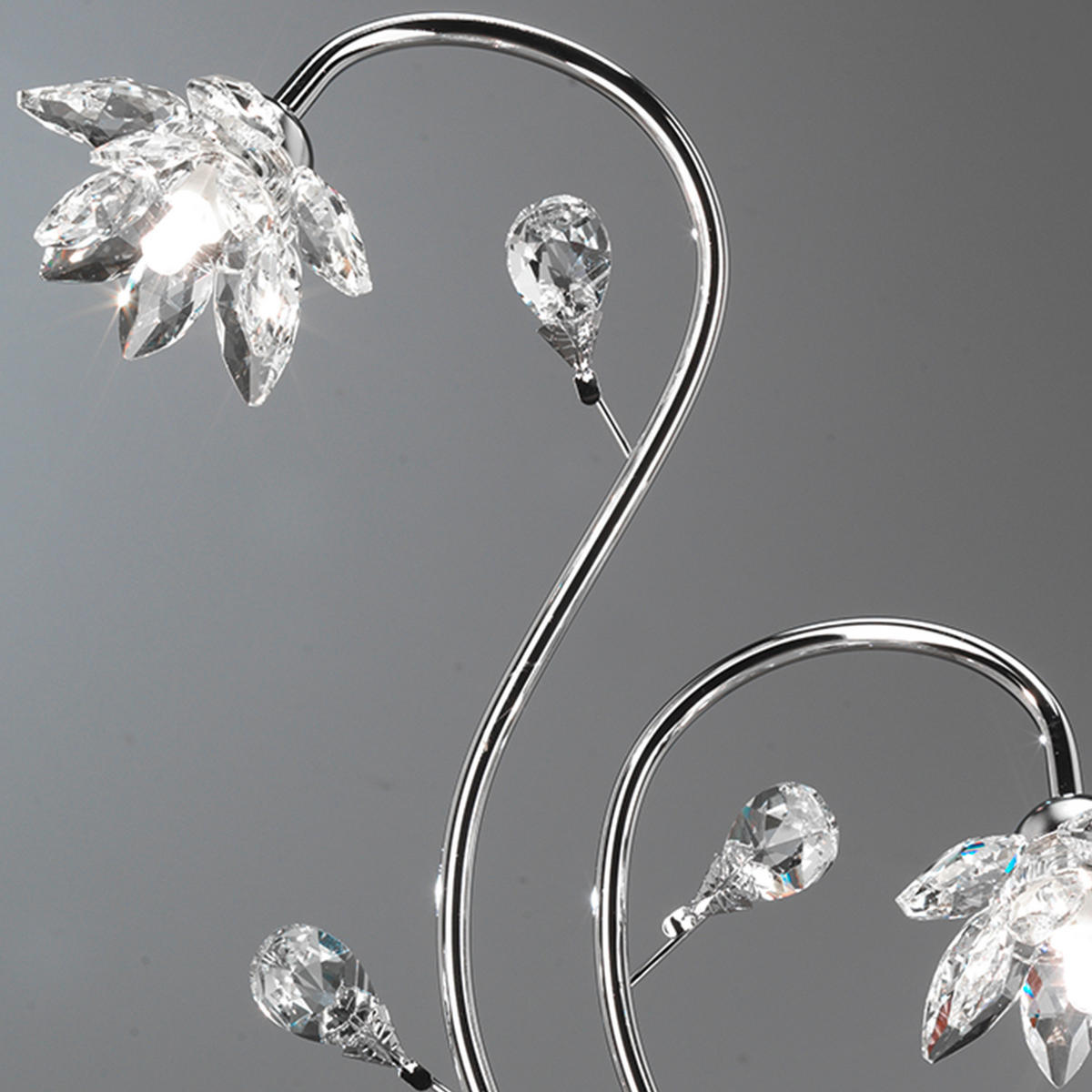 KRISTALL-TISCHLEUCHTE 40/80 cm   - Chromfarben, KONVENTIONELL, Glas/Metall (40/80cm)