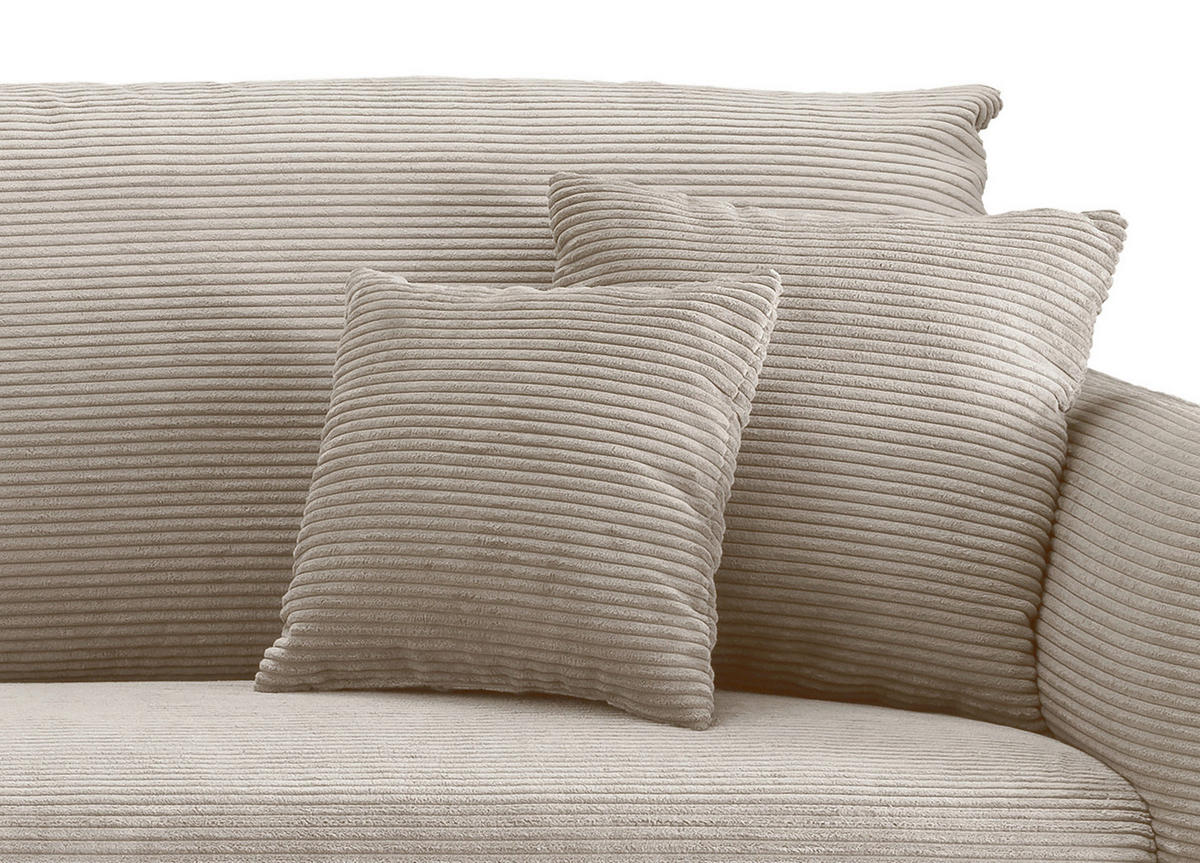 ECKSOFA Beige Cord  - Beige/Schwarz, Design, Textil/Metall (178/264-302cm) - Livetastic
