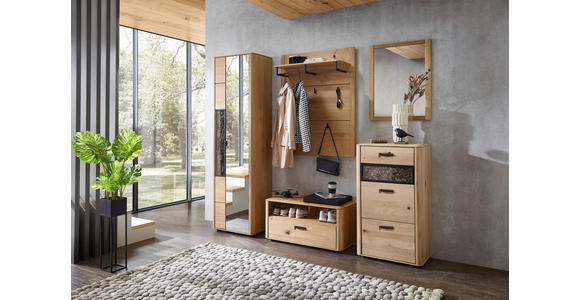 GARDEROBE  in 240/205/39 cm  - Wildeiche/Schwarz, Basics, Glas/Holz (240/205/39cm) - Linea Natura