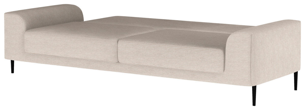 SCHLAFSOFA in Cord Sandfarben  - Sandfarben/Schwarz, Design, Textil/Metall (250/89/105cm) - Welnova