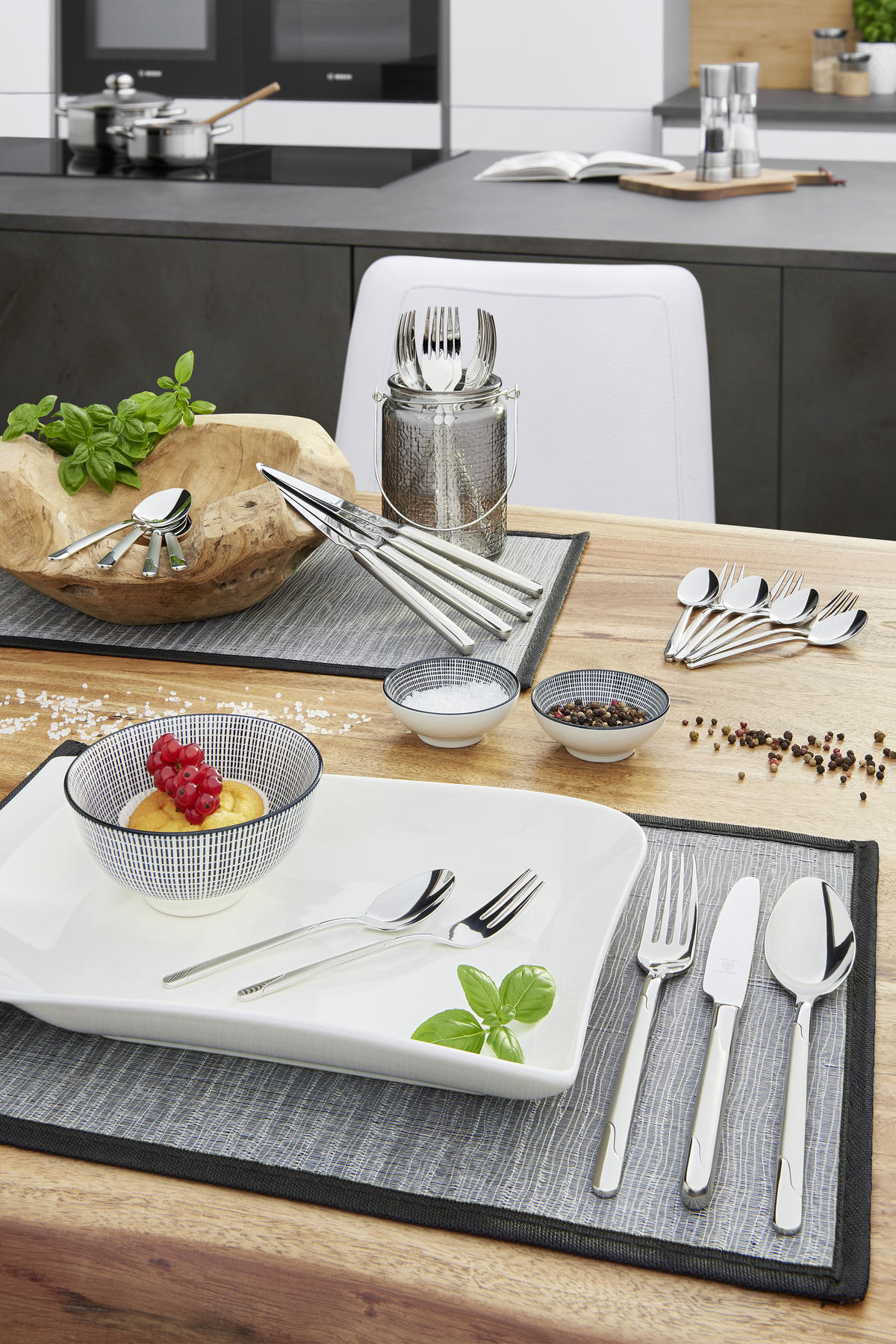 BESTECKSET Viva 60-teilig Edelstahl  - Silberfarben, Basics, Metall - Justinus