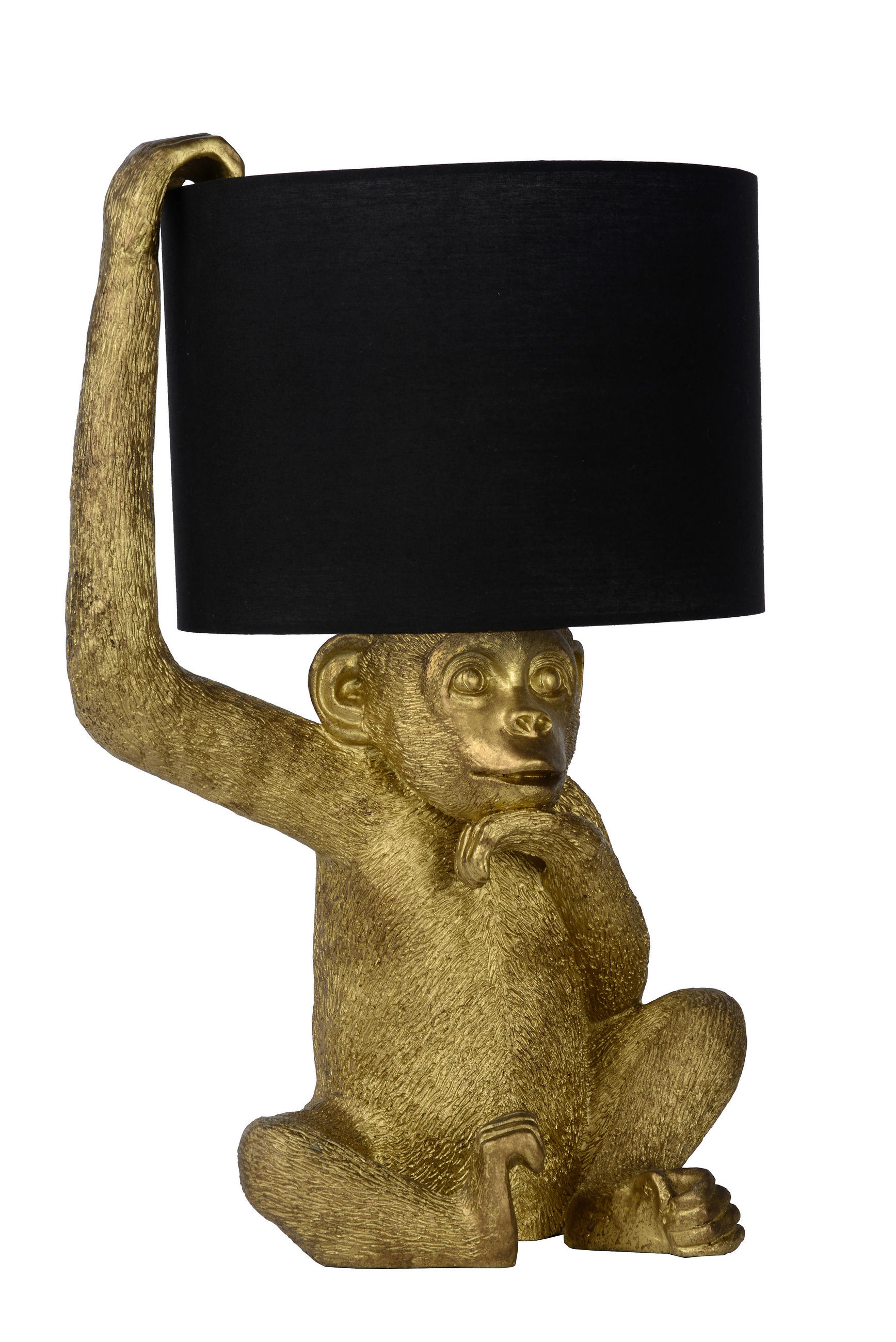 TISCHLEUCHTE Extravaganza Chimp 30/30/45 cm   - Goldfarben/Schwarz, Trend, Kunststoff/Textil (30/30/45cm) - Lucide