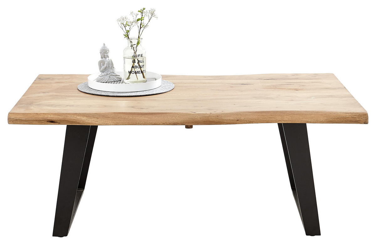 COUCHTISCH in Holz, Metall 115/70/45 cm  - Schwarz/Akaziefarben, Konventionell, Holz/Metall (115/70/45cm) - Carryhome