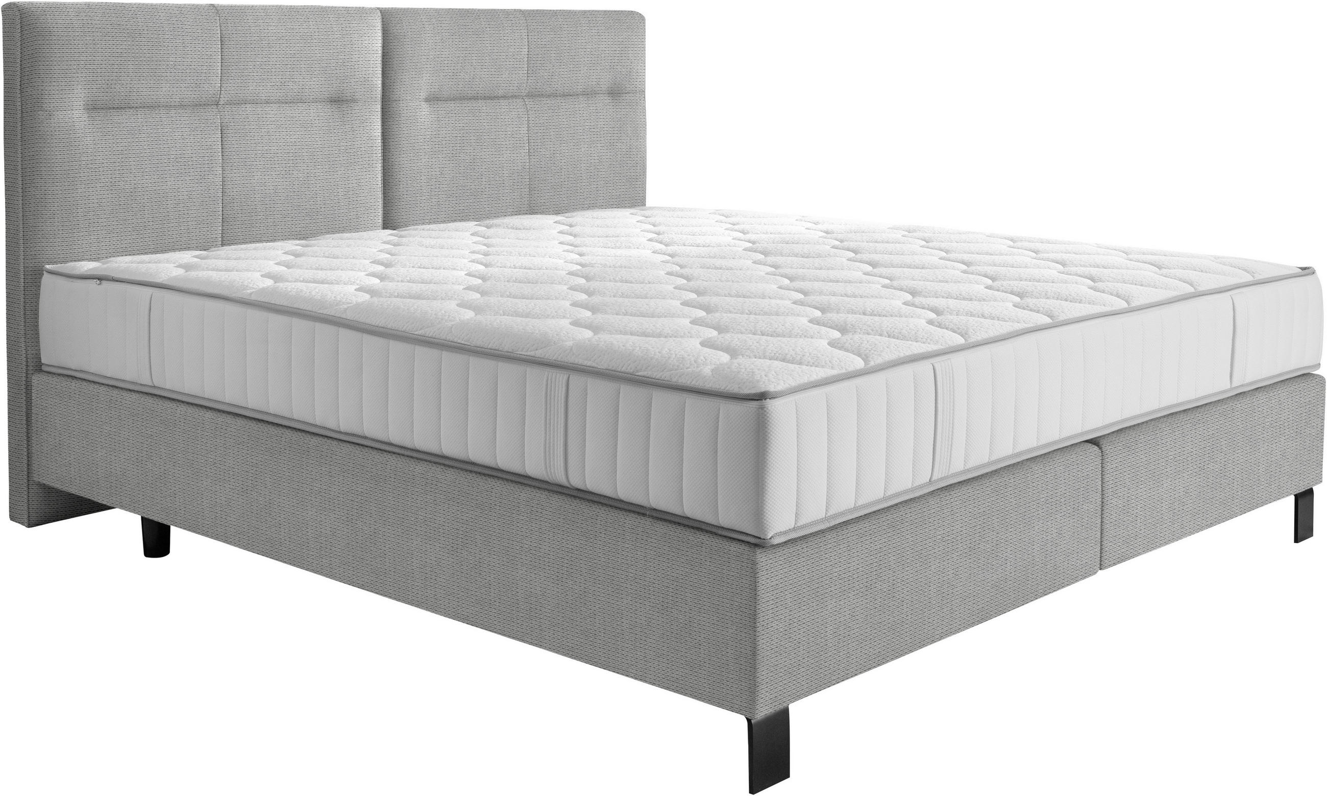BOXSPRINGBETT 180/220 cm  in Hellgrau  - Hellgrau/Schwarz, KONVENTIONELL, Textil/Metall (180/220cm) - Esposa