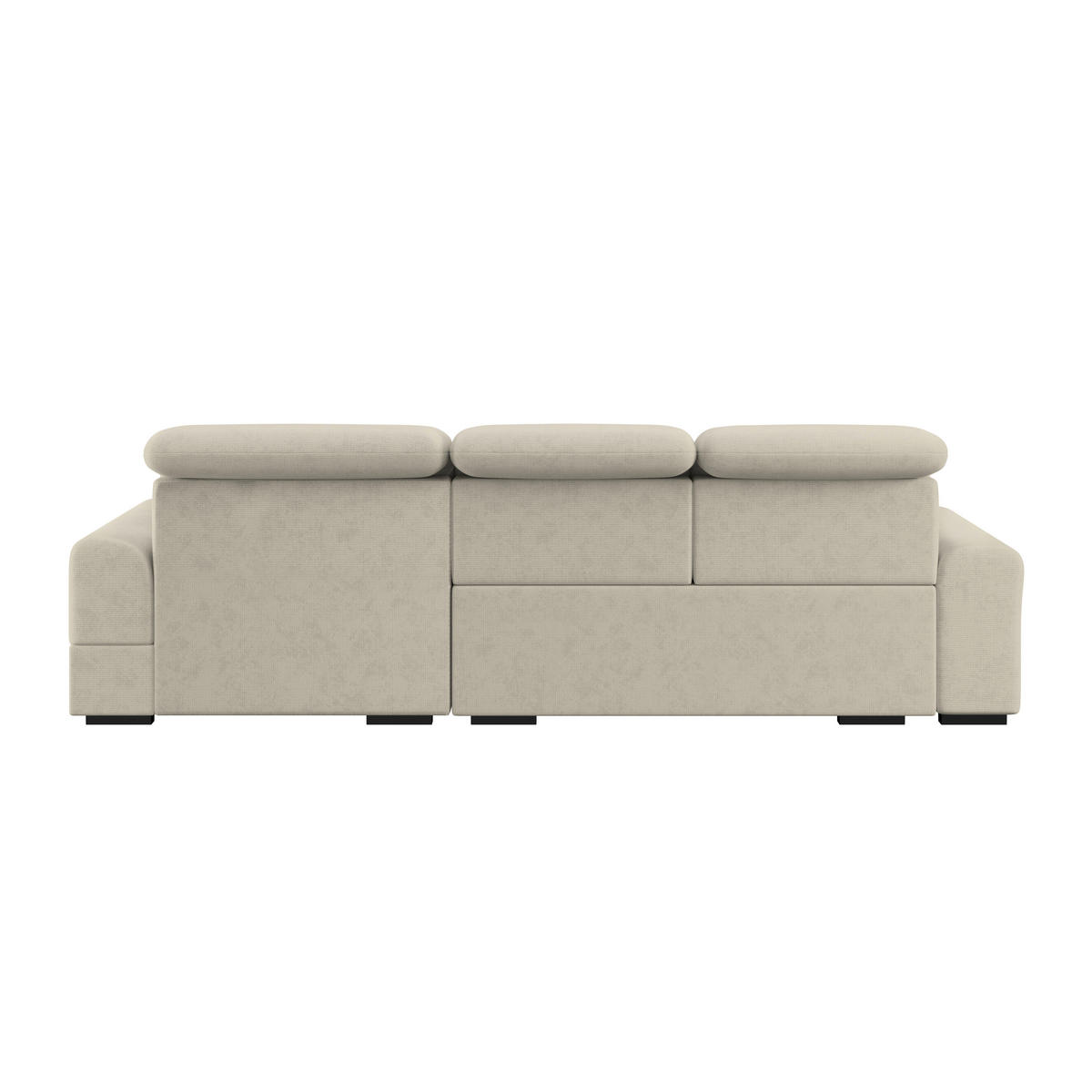 ECKSOFA Beige Chenille Rücken echt, Kopfteilverstellung  - Beige/Schwarz, KONVENTIONELL, Holz/Textil (286/203cm) - MID.YOU