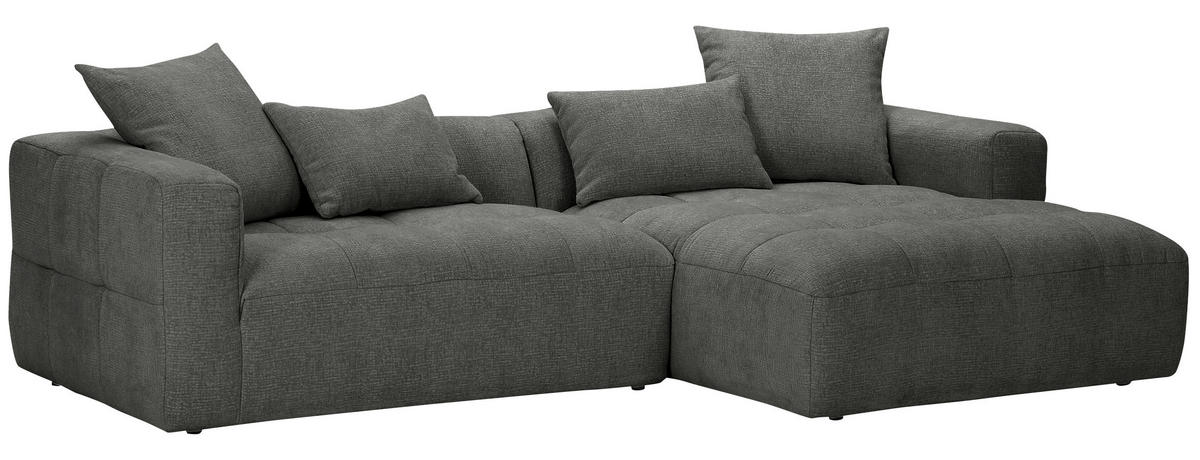 ECKSOFA in Flachgewebe Schwarz  - Schwarz, Konventionell, Kunststoff/Textil (280/170cm) - Carryhome