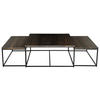 SOFFBORD SET i metall, trä 90/90/42 cm  - svart/mörkbrun, Design, metall/trä (90/90/42cm)
