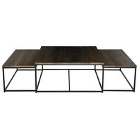 SOFFBORD SET i metall, trä 90/90/42 cm  - svart/mörkbrun, Design, metall/trä (90/90/42cm)