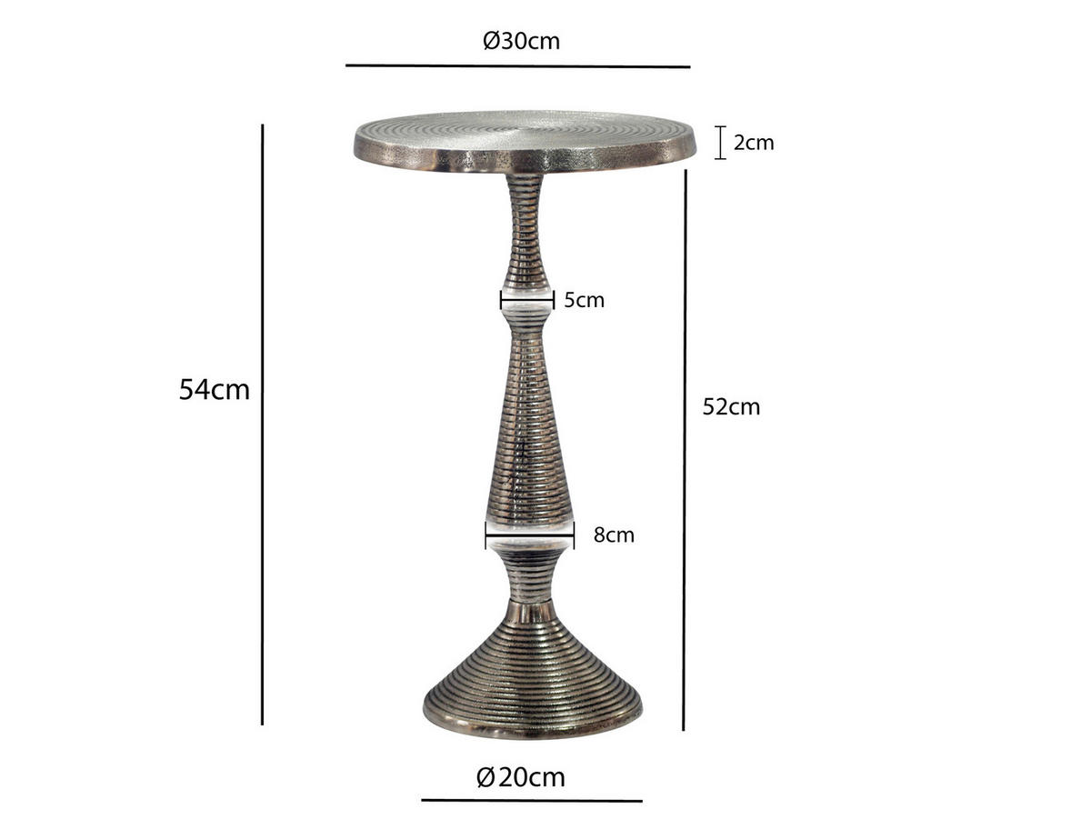 BEISTELLTISCH 30/30/54 cm Silberfarben rund  - Silberfarben, Design, Metall (30/30/54cm) - Livetastic