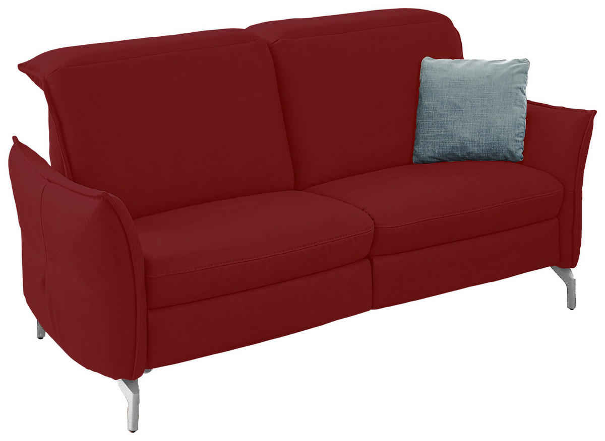 2-SITZER-SOFA in Lederlook (vegan) Rot  - Rot/Schwarz, Modern, Textil/Metall (154/89/109cm) - Livetastic