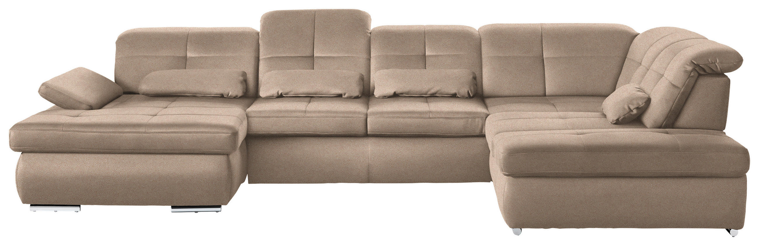 WOHNLANDSCHAFT  in Mikrofaser Beige  - Chromfarben/Beige, Design, Textil (195/371/260cm) - Beldomo Style