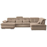 WOHNLANDSCHAFT  in Mikrofaser Beige  - Chromfarben/Beige, Design, Textil (195/371/260cm) - Beldomo Style