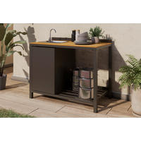 VENKOVNÍ KUCHYNĚ  - přírodní barvy/antracitová, Moderní, kov/plast (110/90/61cm) - Ambia Garden