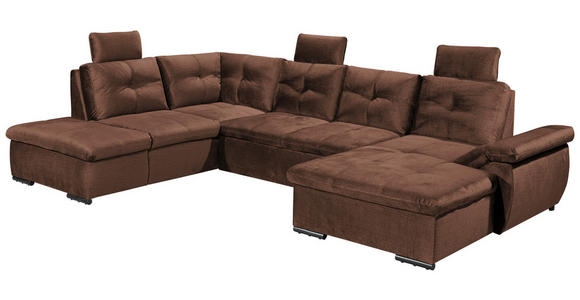 WOHNLANDSCHAFT in Mikrovelours Kupferfarben - Schwarz/Kupferfarben, KONVENTIONELL, Kunststoff/Textil (217/334/127cm) - Carryhome