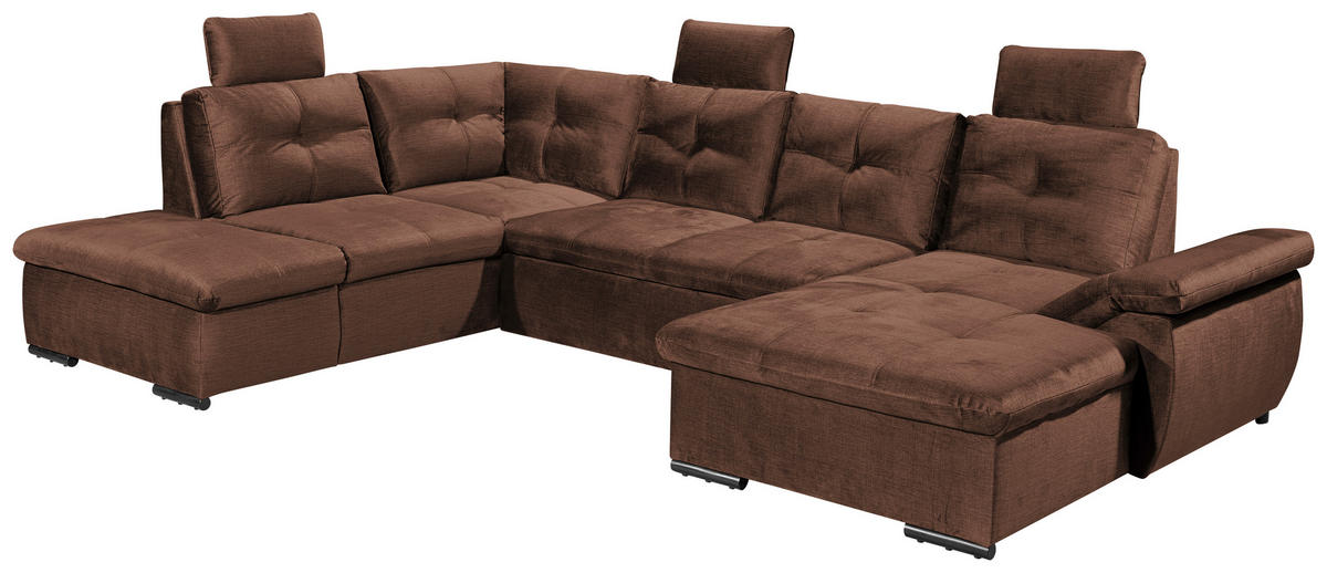 WOHNLANDSCHAFT in Mikrovelours Kupferfarben  - Schwarz/Kupferfarben, Konventionell, Kunststoff/Textil (217/334/127cm) - Carryhome