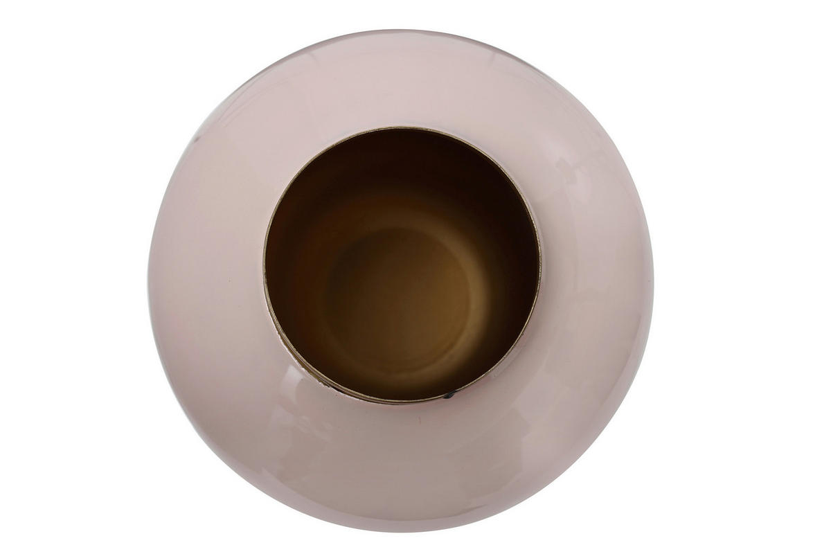 VASE 18 cm  - Hellrosa/Goldfarben, Trend, Metall (16/16/25cm) - Kayoom
