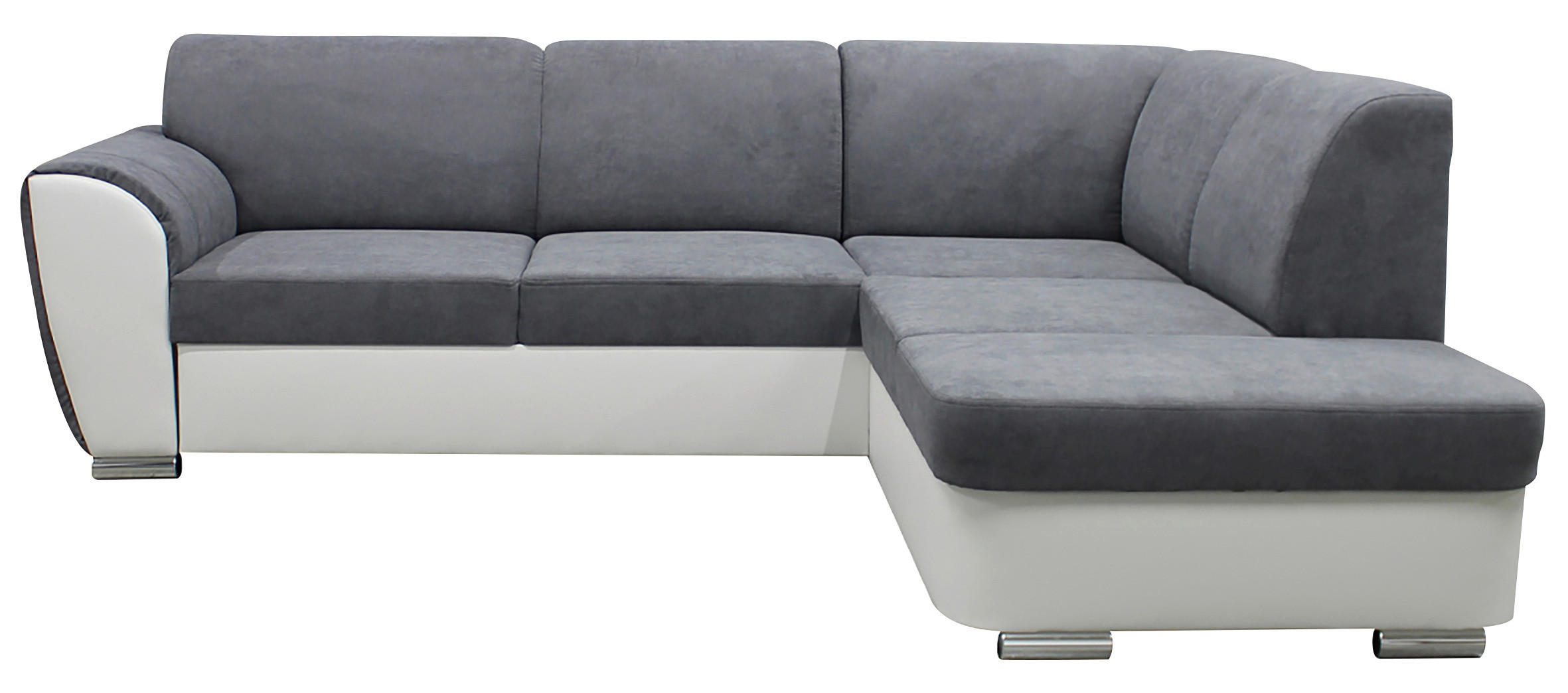 Ecksofa Mit Bettkasten Doris Rücken Echt Grau/weiß