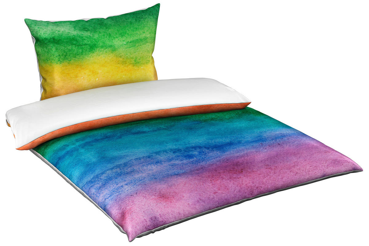 OBOJESTRANSKA POSTELJNINA RAINBOW 200/260 cm saten večbarvno  - večbarvno, Konvencionalno, tekstil (200/260cm) - Esposa