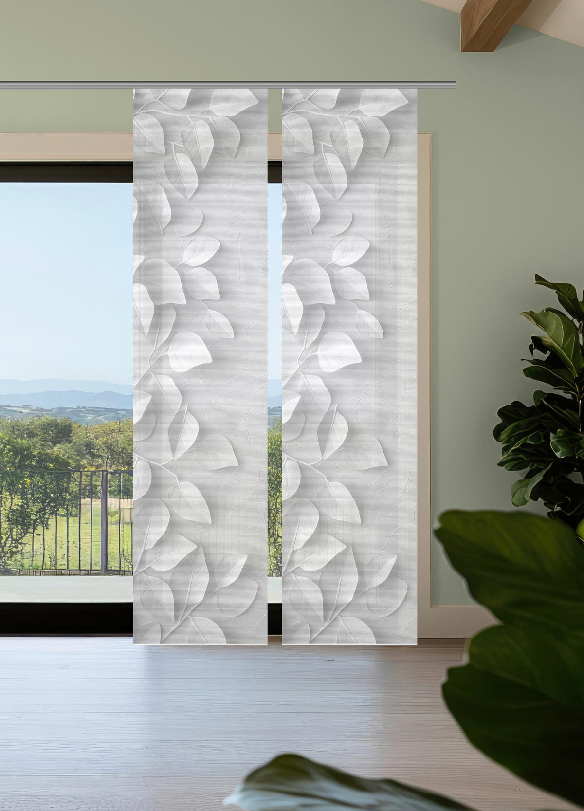 FLÄCHENVORHANG in Grau Hochglanz halbtransparent  - Grau Hochglanz, Design, Textil (60/260cm)