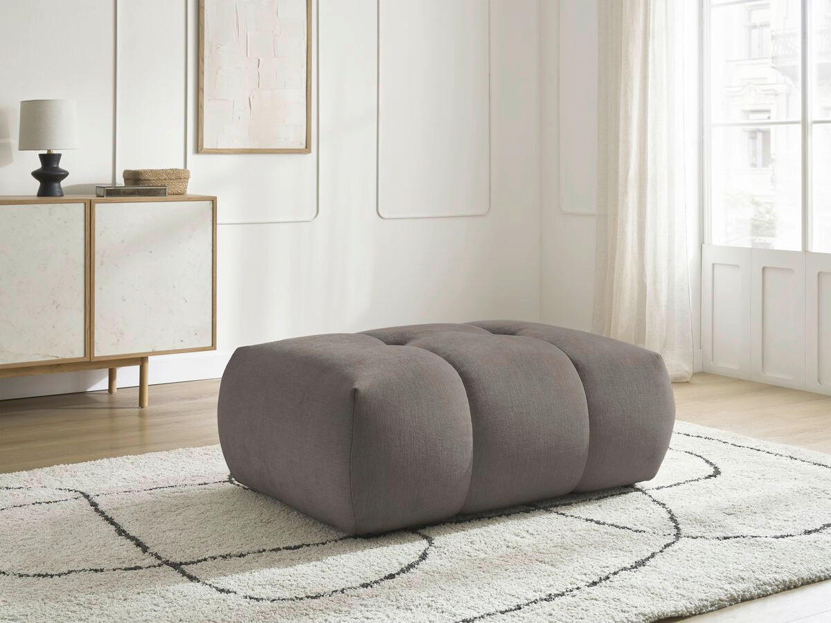 HOCKER FUJI  Leinenoptik Taupe  - Taupe/Schwarz, MODERN, Kunststoff/Textil (112/44/80cm)